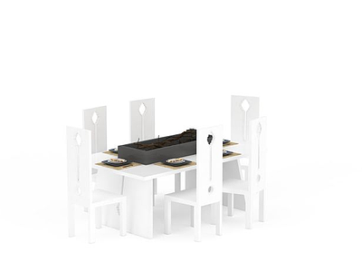 白色餐桌椅模型3d模型