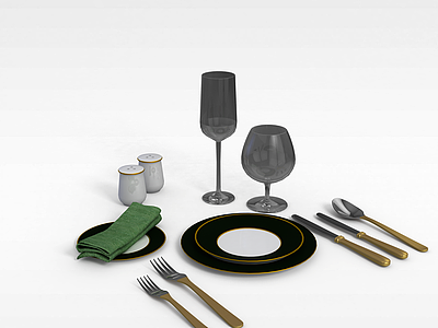 餐厅餐具模型3d模型