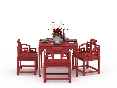 3d明清餐桌椅模型