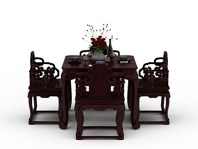 3d古典餐桌椅免费模型