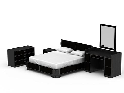 3d简易双人床免费模型
