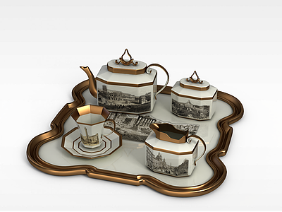 街景贴咖啡具模型3d模型
