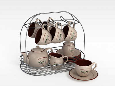 3d欧式瓷器茶具模型