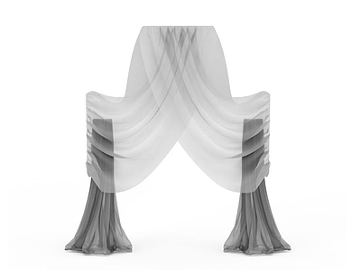 创意薄纱窗帘模型3d模型