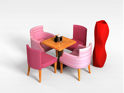 3d时尚简约休闲桌椅组合模型