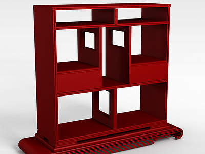3d红木书架模型