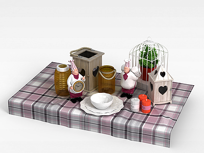 3d厨房餐具组合模型