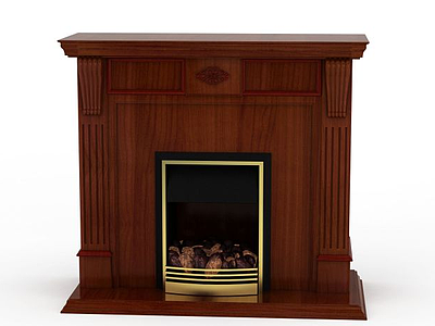 木质壁炉模型3d模型