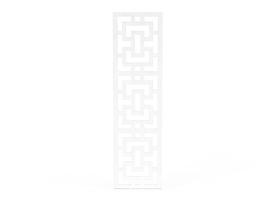 3d中式白色镂空雕花装饰板免费模型