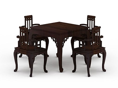 茶馆桌椅模型3d模型