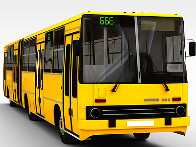 3d黄色公共汽车模型