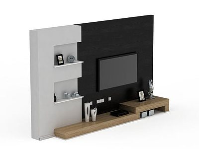 现代电视背景墙模型3d模型