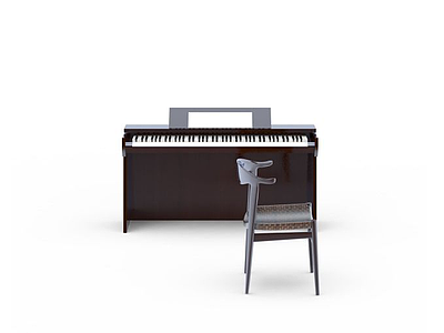 3d棕色钢琴模型