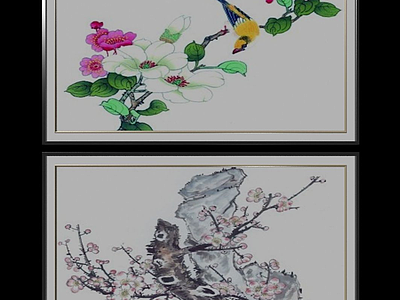 中国风装饰画3d模型