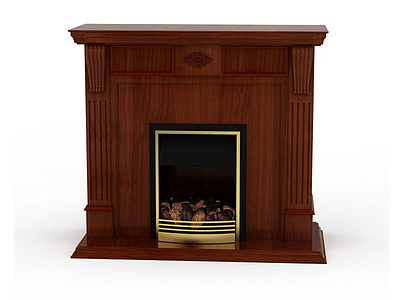 3d木质壁炉免费模型