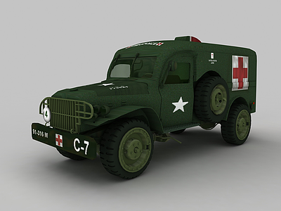3d军用医护车模型