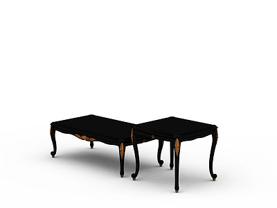 3d黑色实木桌子免费模型
