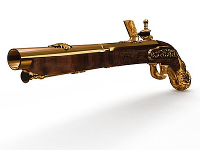 3d黄金手枪模型