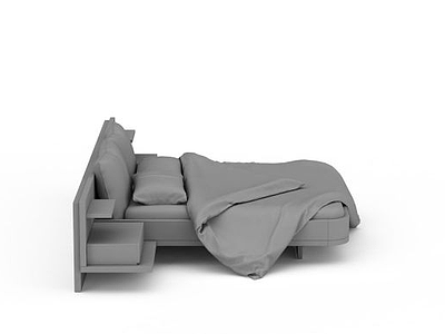 灰色双人床模型3d模型