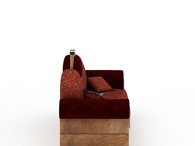 红色绣花沙发模型3d模型