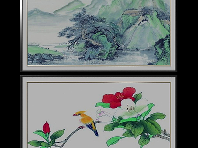 中国风装饰画3d模型