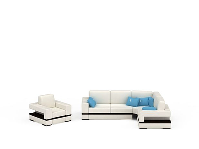 3d白色沙发组合免费模型