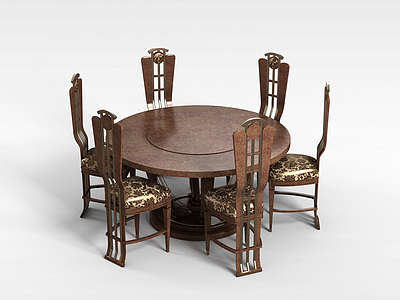 3d时尚木质桌椅模型