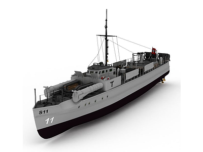 E-BOAT军舰模型3d模型