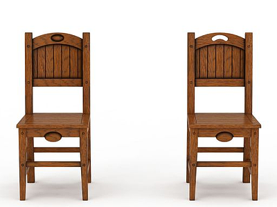 3d客厅木制椅组合模型
