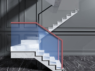现代转角楼梯模型