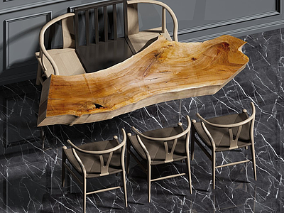 新中式茶桌椅组合模型3d模型