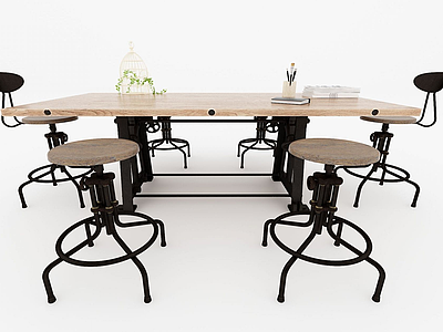 铁艺吧台桌椅模型3d模型