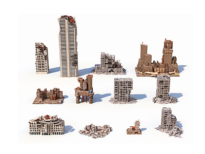 3d<font class='myIsRed'>废墟城市</font>建筑模型