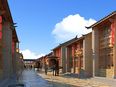中式商业街模型3d模型