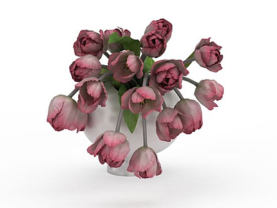 3d玫瑰花花瓶免费模型