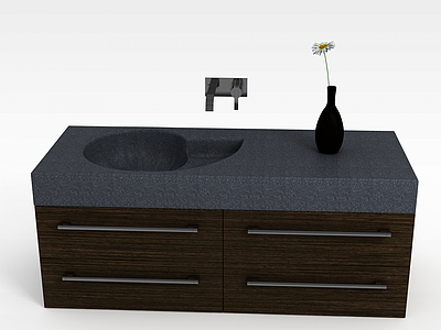 3d灰色木质洗手台模型