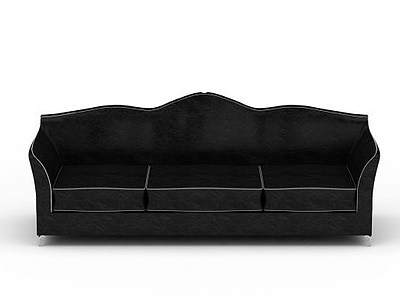 3d黑色三人沙发免费模型