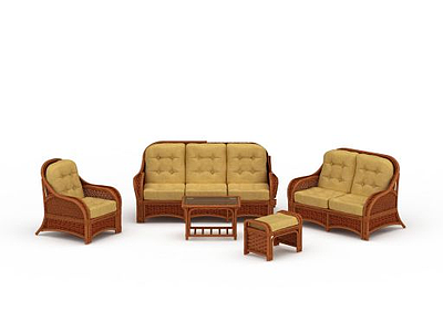 黄色沙发组合模型3d模型