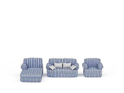3d蓝色条纹沙发免费模型
