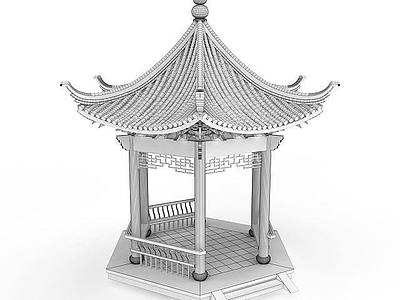 中式亭子模型