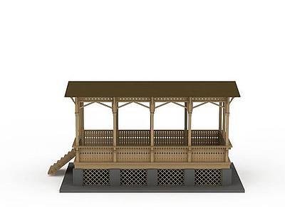 3d木制小凉亭免费模型