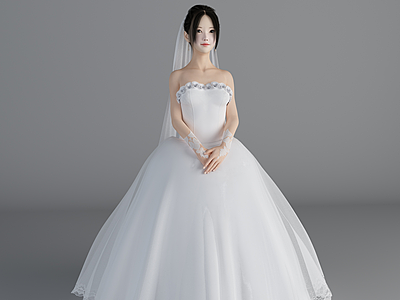 3d现代风格新娘美女人物模型
