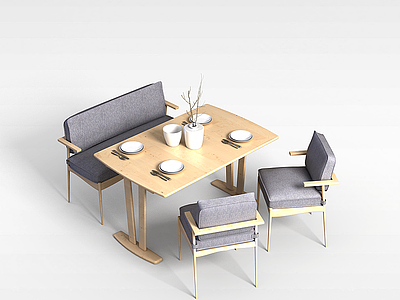 简约餐桌椅模型3d模型