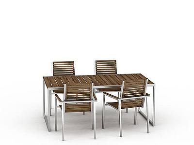 复古条纹桌椅模型3d模型