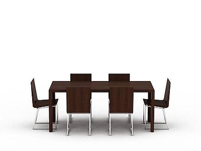 3d褐色实木桌椅免费模型