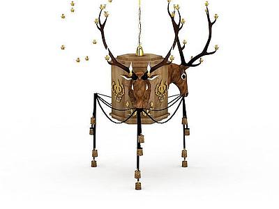 3d鹿造型吊灯免费模型