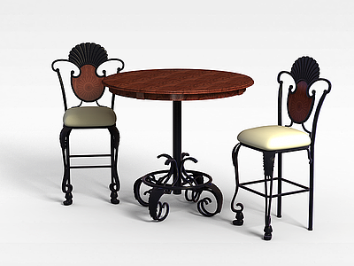 3d咖啡厅桌椅模型