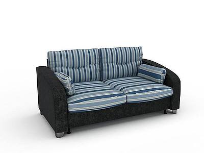 蓝色双人沙发模型3d模型