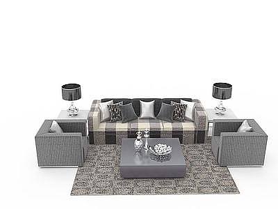 3d时尚现代沙发组合模型