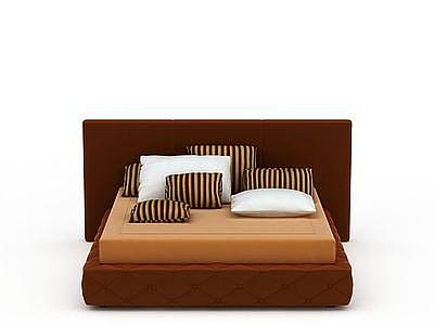 3d褐色双人床免费模型